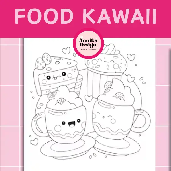Tranh tô màu các món ăn kawaii, tranh tô màu dễ thương cho các bé - AnnikaDesign 5