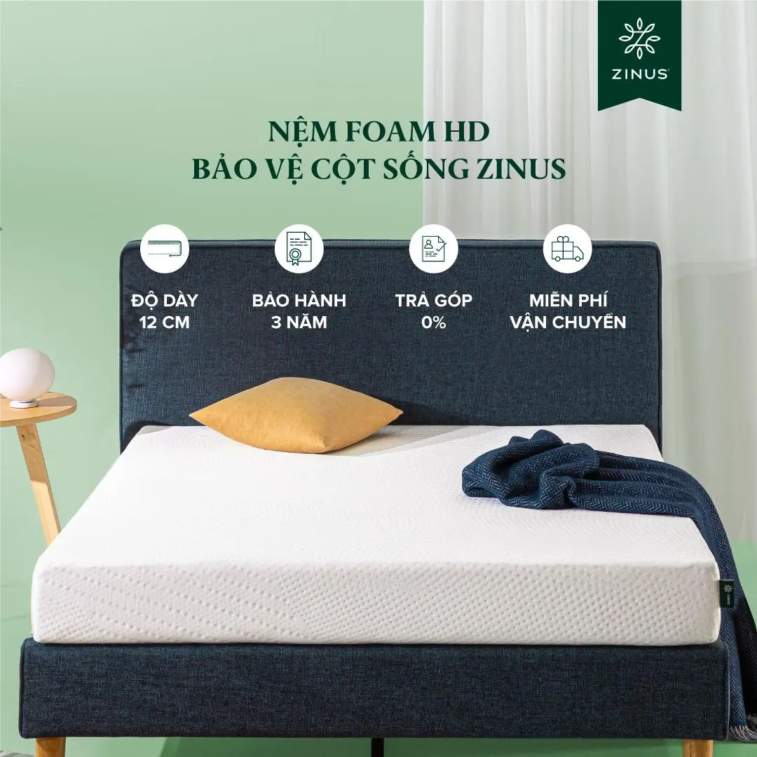 Nệm Foam HD Bảo Vệ Cột Sống Dày 12cm Zinus - 5in Foam Mattress Extra