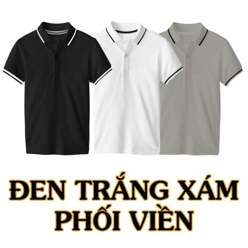 COMBO 3 Áo Polo Viền ĐEN/TRẮNG/XÁM TRẮNG- Thun Cá Sấu Cao Cấp HABILL - Ngắn Tay Cổ Bẻ Nam Menswear Nhung Shirt