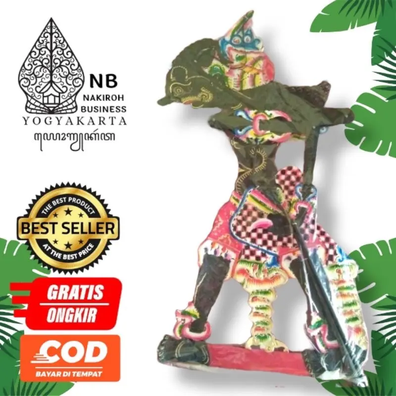 NAKIROHBUSINESS Wayang Kulit Asli Brotoseno Hitam Kualitas Sedang Ukuran 60cm Standar Dalang