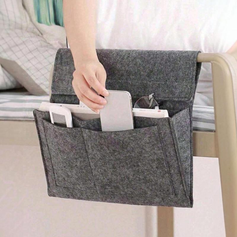 Bedside Storage Bag, 1 Count Non-punching Collapsible Bed Head Storage Bag, Desk Cabinet Hanging Storage Bag, Home Organizer 5