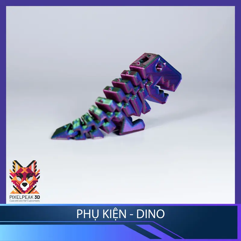 PixelPeak3D - Phụ kiện - Móc khóa xoay giảm stress - Khủng long Dino Flex !!! 1