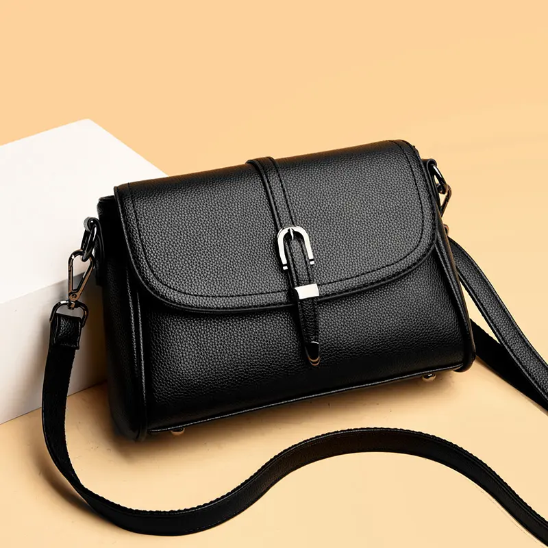 HM - TAS SELEMPANG WANITA BAHAN KULIT JERUK TAS TRENDY MODEL KOREA TERBARU Kulit PU Polos