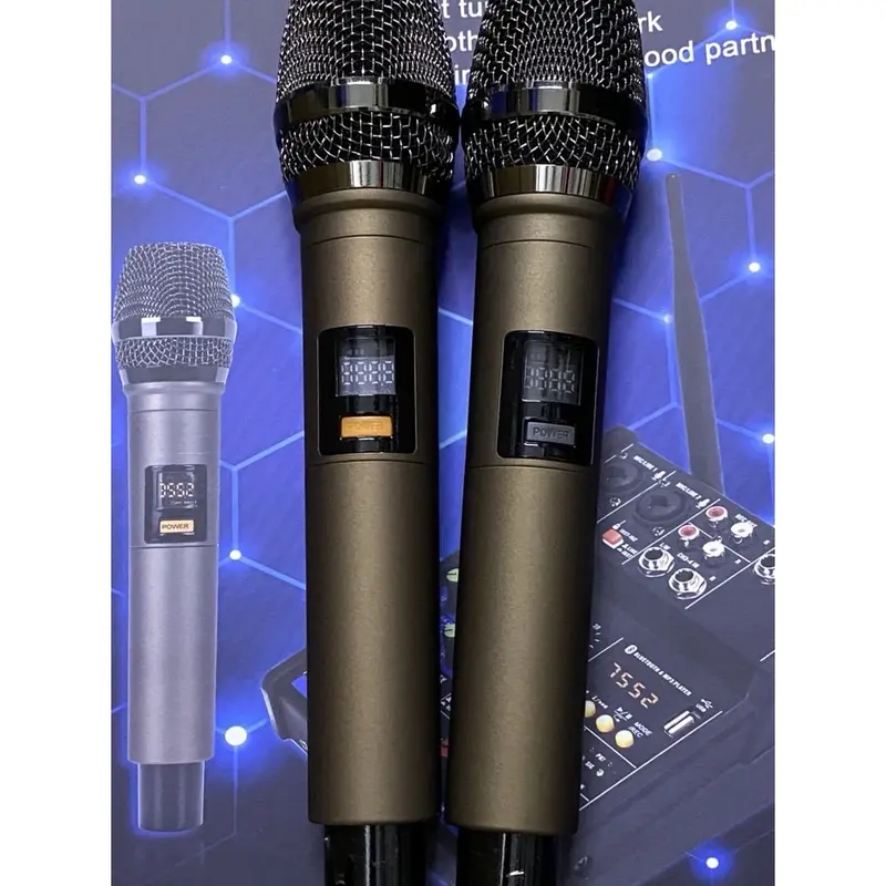 Bộ Mixxer hát livestream G4 Bluetooth kèm 2 mic không dây. Dùng được cho loa kéo, loa ô tô, dàn karaoke gia đình, livestream, thu âm Kem Mixer 4