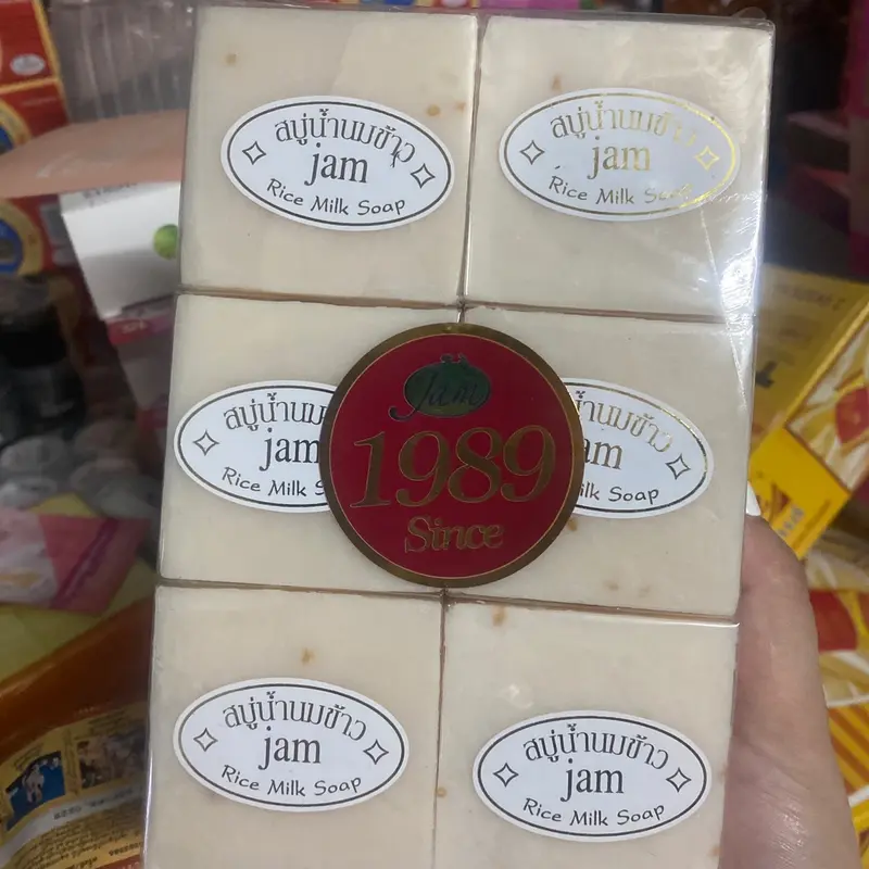 Lốc 12 bánh xà phòng cám gạo Jam thái lan, hỗ trợ sạch mềm mịn da 1