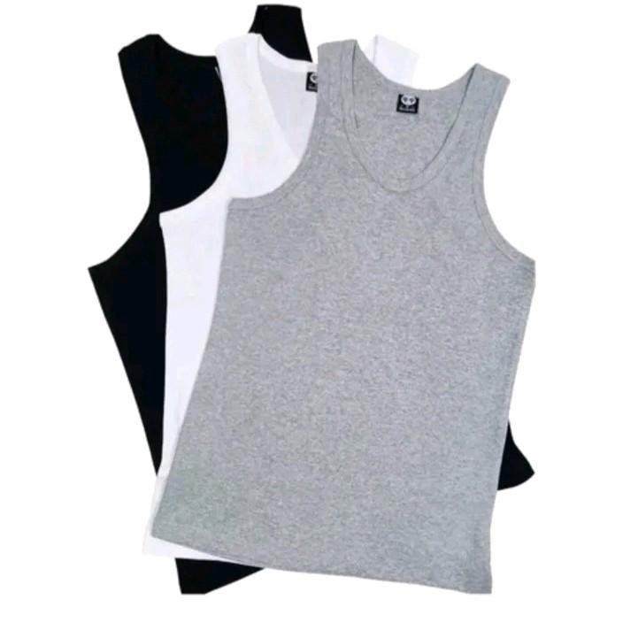PAKET HEMAT 3 PCS Kaos singlet dalaman pria polos Slim-fitting Katun Santai Oblong Hitam Dewasa Cowok Distro Atasan Keren 3