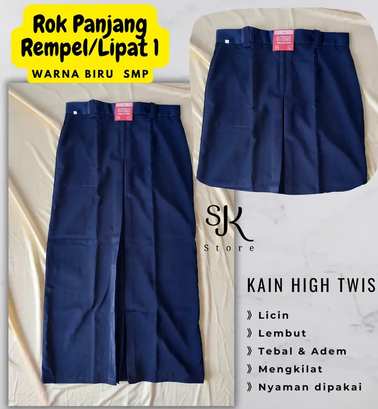 Rok Panjang Span / Lipat Satu Seragam Sekolah SMP dan SMA Kain Hightwis Licin Nyaman 3