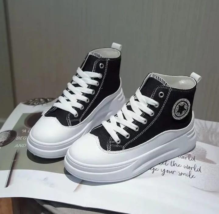 SEPATU MURAH!!! - Boots ALSTAR Sneakers Wanita Sepatu Convesse Semi Boot Bot Fashion Sneaker Tali Cantik Model Terbaru Paling Dicari Produk Lokal Kualitas Import GRATIS ONGKIR 4