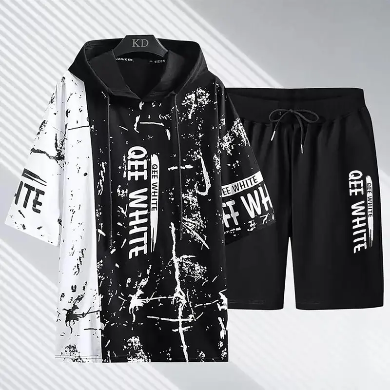 satu set style outfit Cowok EEQ Atasan Sweater/Kaos dan Celana pendek Kekinian -  Unisex Wanita 2