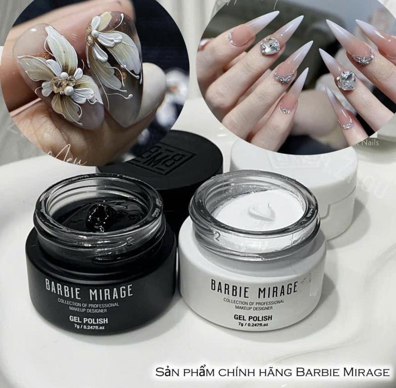 Sơn Gel vẽ nổi 3D Babire chuyên vẽ Hoa Gel dặm Ombre trắng loại mới đổi vỏ cho phụ nữ