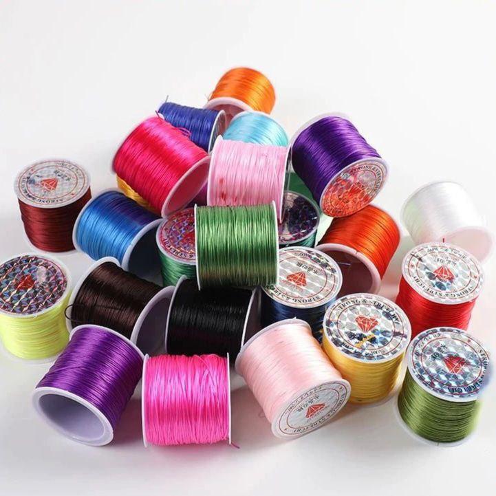 Cuộn Dây Cước Thun Lụa Co Giãn Nhiều Màu Xỏ Chuỗi Hạt - Dày 0.6mm 60m