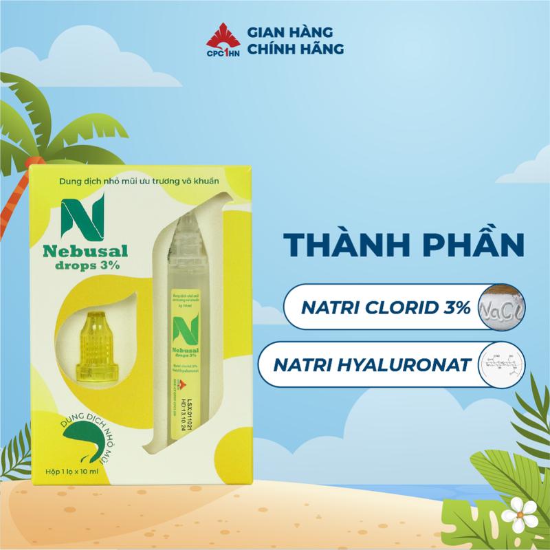 Nhỏ Mũi Nebusal 3% Giúp Giảm Nghẹt Mũi, Sổ Mũi Cho Bé - Lọ 10mL 3