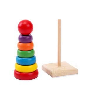 Đồ chơi tháp xếp chồng gỗ 7 sắc cầu vồng đồ chơi gỗ phát triển trí tuệ