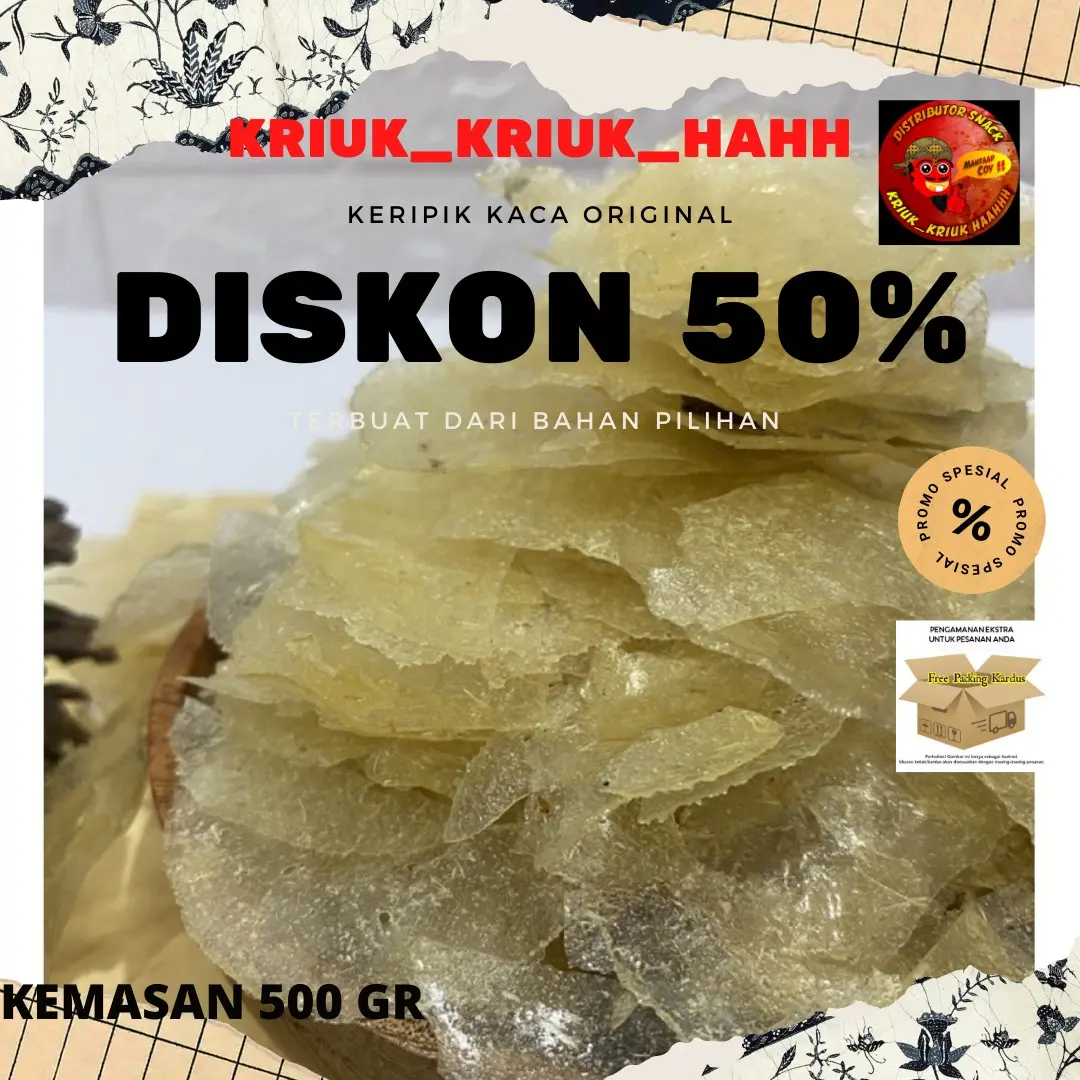 Keripik kaca asin 500 gram Pedas Food   Kering Singkong Snacks Kripik