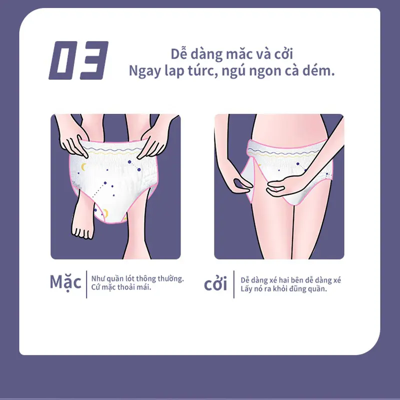 Misecr 10 gói/30 miếng Quần lót nữ, băng vệ sinh chống tràn bên hông siêu mỏng thoáng khí Tampon 6