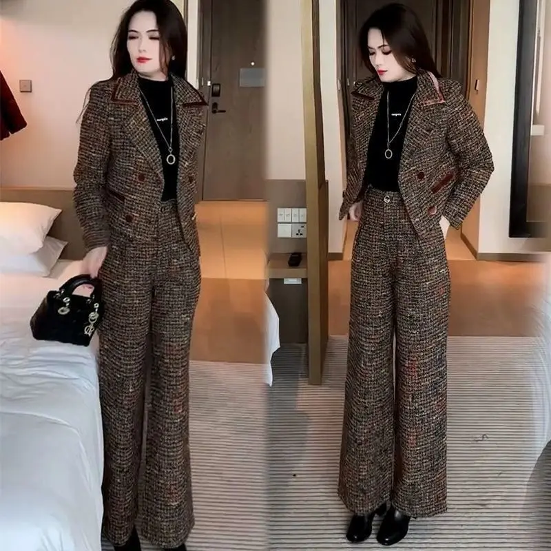 Bộ Đồ Hai Mảnh Thời Trang Phong Cách Cổ Điển Áo Cánh Và Quần, Bộ Sưu Tập Mới Mùa Thu, Mỏng Và Thanh Lịch, Thích Hợp Cho Phụ Nữ, Che Bụng, Thời Trang