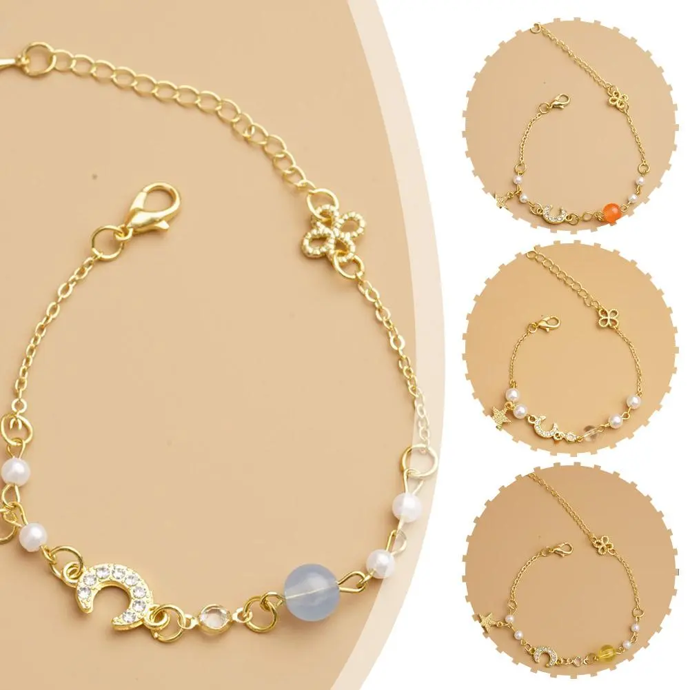 Vòng Tay Mặt Trăng Sao, Thiết Kế Độc Đáo Thời Trang Cao Cấp, Vòng Tay Đơn Giản, Dành Cho Nữ, U0V3