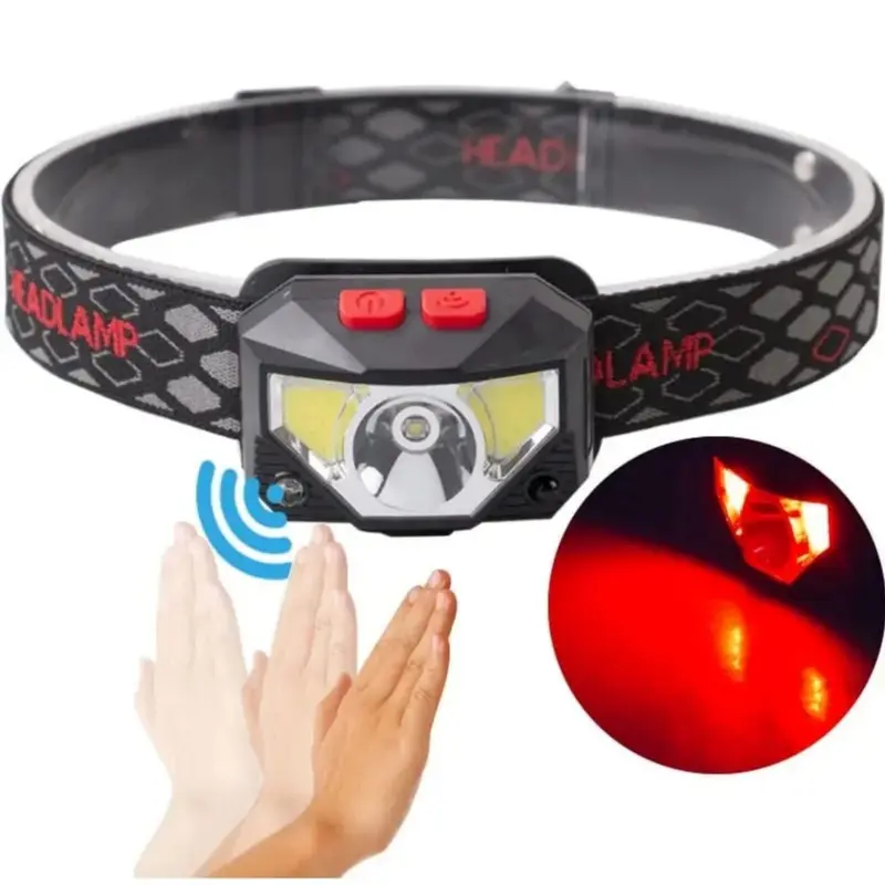 SENTER KEPALA SENSOR LED Mini 6 MODE CAHAYA TERANG Headlamp Portable Berkualitas Anti Air Baterai Usb 2