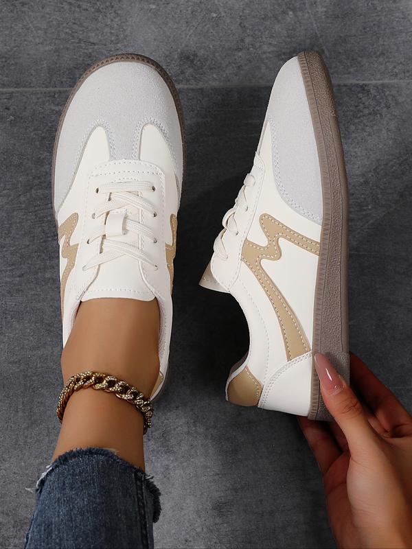 Women's Colorblock Lace Up Sneakers, Casual Breathable Comfortable Training Shoes, All-match Basic Shoes for Daily Wear 8