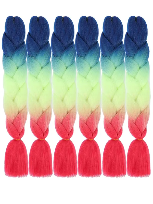 24 Inch Long Straight Synthetic Braided Hair Extension, Ombre Hair Braids Extensions, Synthetic Extensions & Pieces for Women 6