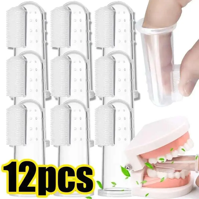 Silicone Soft Finger Cuff Toothbrushes Dog Brush Bad Breath Tartar Teeth Care Tool Cat Cleaning Scrub Silicagel Pet plies