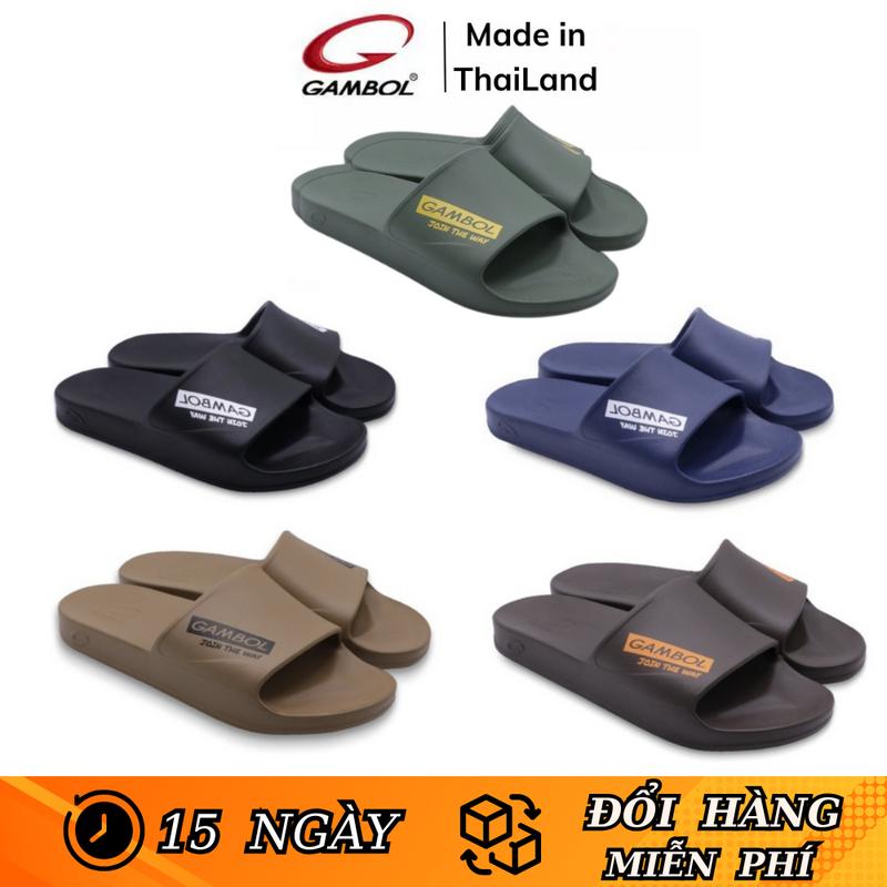Dép Thái Lan Nam Nữ Quai Ngang GAMBOL 42184 FORM RỘNG LÙI SIZE Đúc Nguyên Khối Chính Hãng DéP Đế Bằng Slipper Cao Su Dép Lê DéP chong tham nuoc
