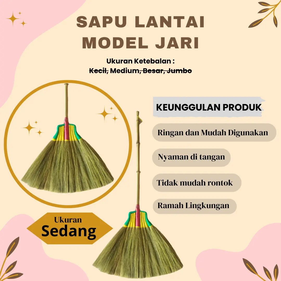 Sapu Lantai Awet Ijuk Rayung Gagang Bambu plastik pekarangan