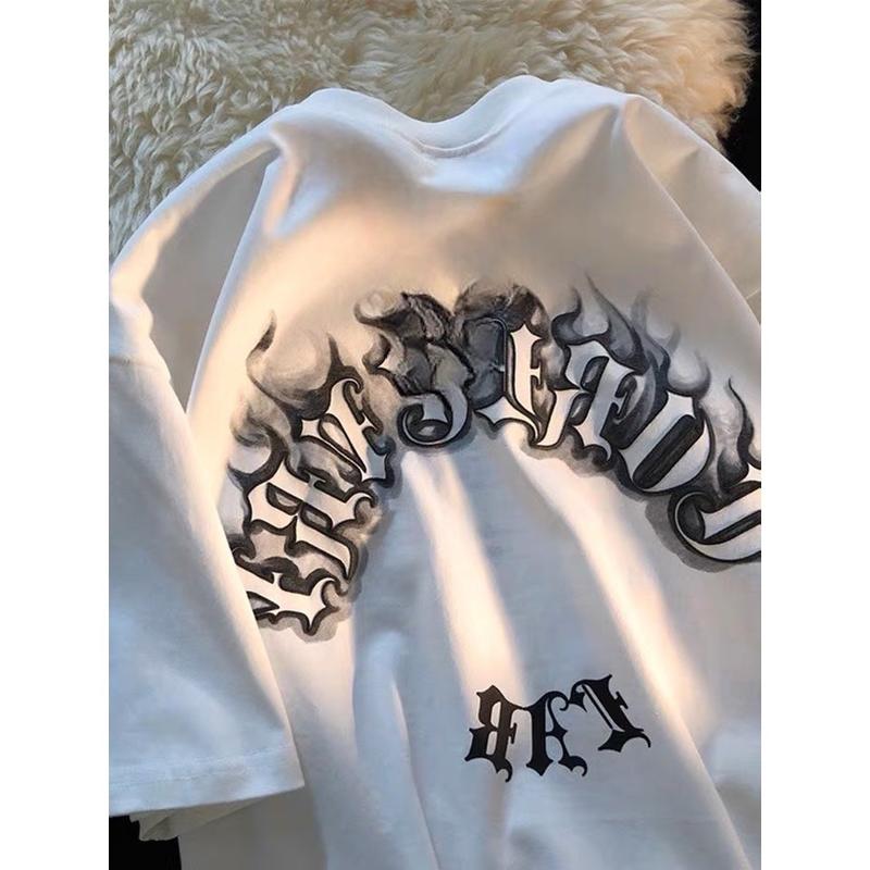 SWELEE at0175 Áo thun nam nữ cotton form rộng tay lỡ unisex hình in chữ ngầu (không có dây cổ) 2