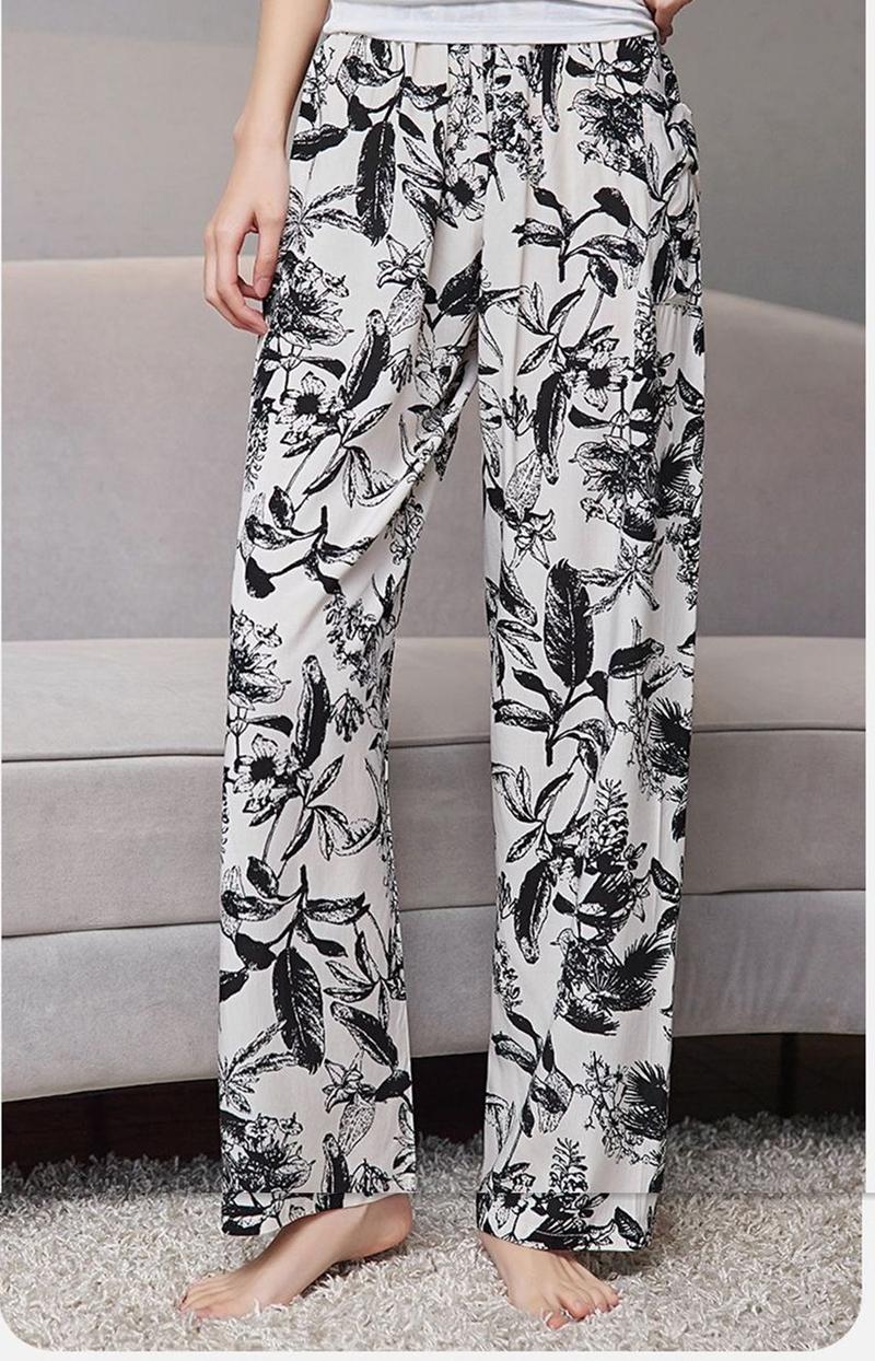 Product Introduction of Pajama Pants Women's Long Printed Thin Beach Pants Outer Wear plus Size Home Trousers 5