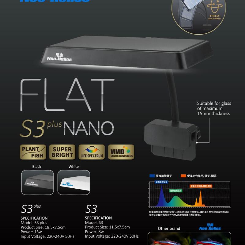 Đèn Led FLAT Nano S3 Plus Neo Helios Đánh Đỏ Cá Không Đỏ nước Chuyên Dụng Cho Hồ Thủy Sinh, Hồ Cá Nhỏ