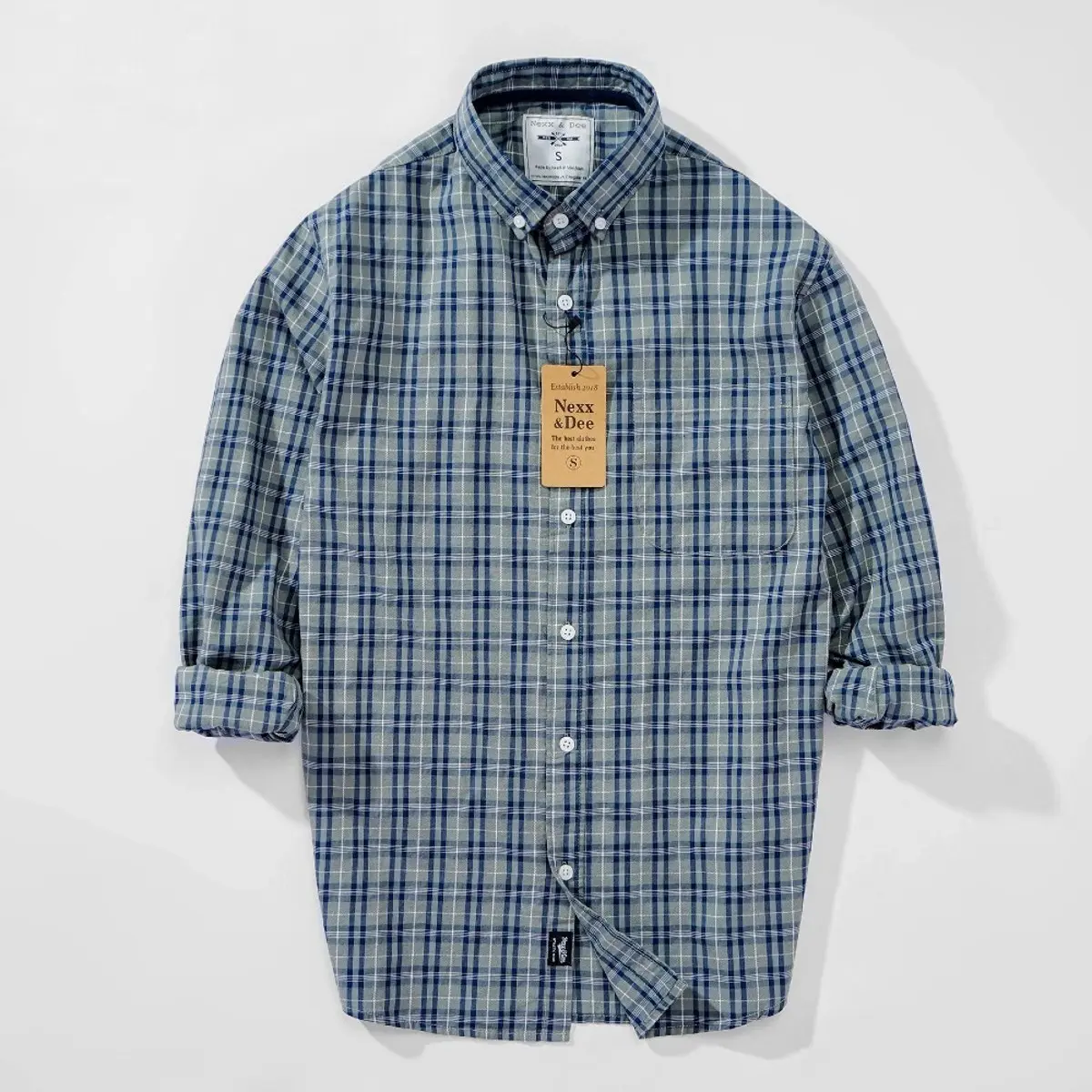 Áo sơ mi caro nam tay dài một túi vải oxford cao cấp Nexx&Dee SM09
