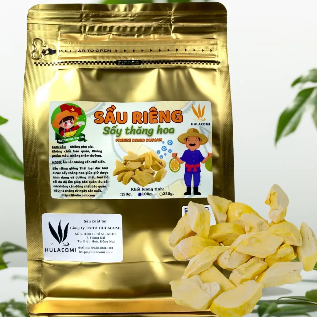 Sầu Riêng Sấy Thăng Hoa - Hulacomi - Ăn Vặt Snack Thơm Ngon Food
