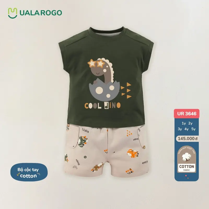 Bộ quần áo ba lỗ cho bé Ualarogo từ 1-5 tuổi vải Cotton co giãn mềm mại thoáng khí 3646 5