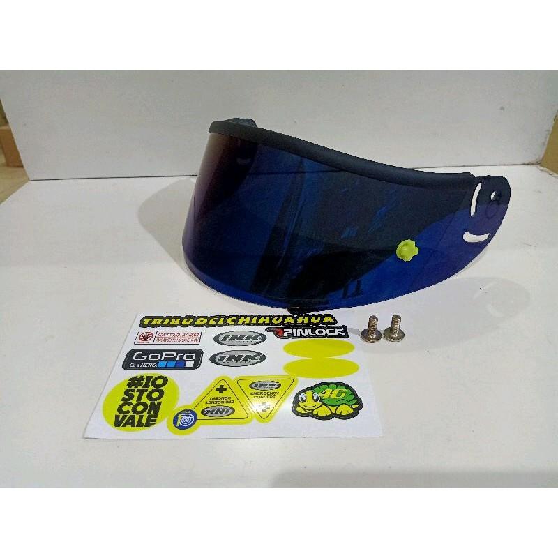 kaca helm INK Cl Max paket lengkap(visor+tear off post+talang air+stiker+baut iridium 2