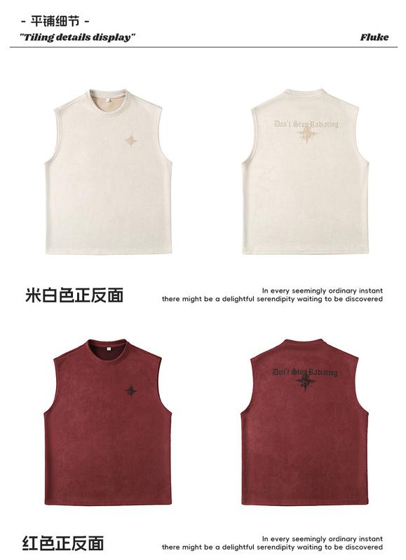 Product Introduction of Lotin Suede Thin Sports Vest Men's 2024 Summer New Sleeveless T-shirt American Letter Printed Casual Waistcoat 23