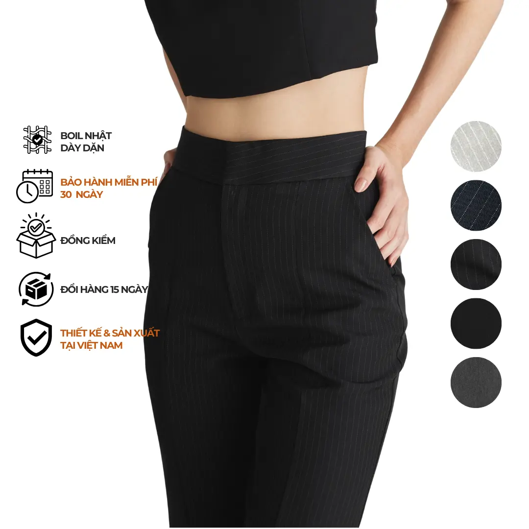 Thekat.shop - Quần dáng ống đứng suông nhẹ theo chân thiết kế ly quần ẩn - Chất vải tây đứng form, co dãn nhẹ, thoáng mát, không nhăn