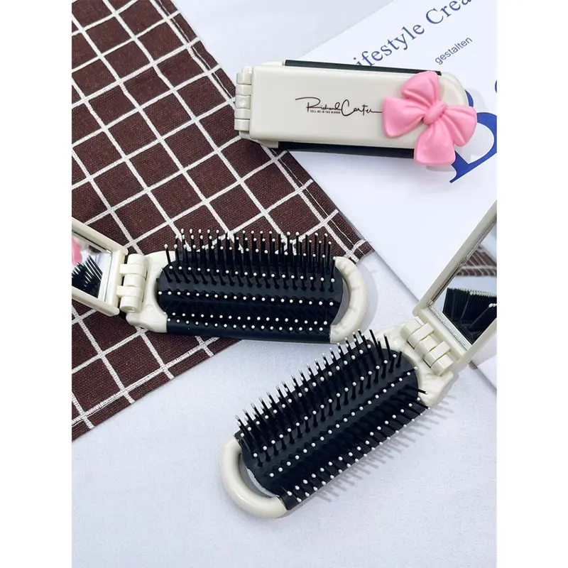 Gương lược gấp gọn đính charm cừu con đeo nơ dễ thương BAG U GLCAFE34 5