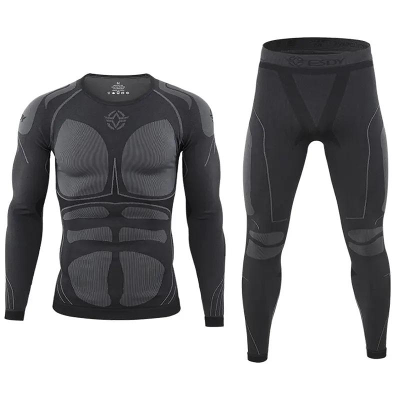 Men Sport Thermal Underwear Suits Outdoor Cycling Compression Sportswear Quick Dry Breathable Clothes Fitness Running Tracksuits 0