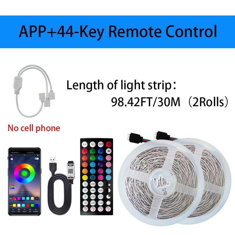 RGB LED Lights Bar, Smart App Control LED Light Strips with 44-Key Remote Control, TV & PC Backlighting LED Light for Bedroom, Living Room, Kitchen, Gaming Decorative Night Light, Home Gadgets, Christmas Decorations Gadgets 8