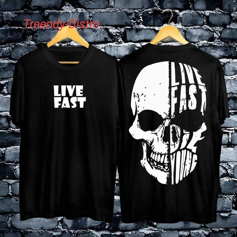 Kaos Premium Pria Tshirt Distro Motif BlackSkull Pakaian Pria / Koas Distro Premium Gaya Liburan 1