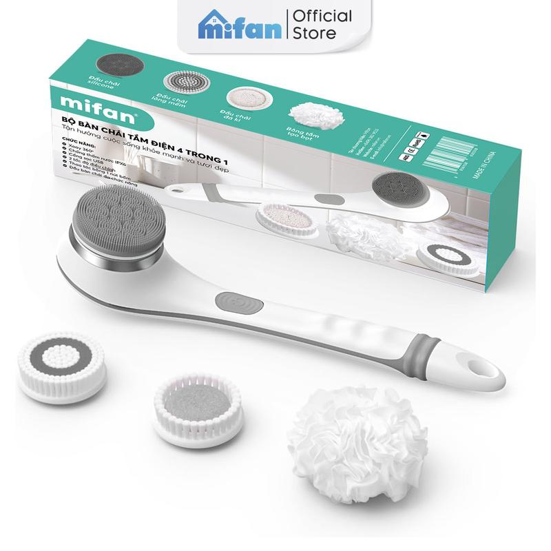 Bàn Chải Tắm Điện Tự Động MIFAN - Kèm 4 đầu đá kỳ bông cọ chà lưng