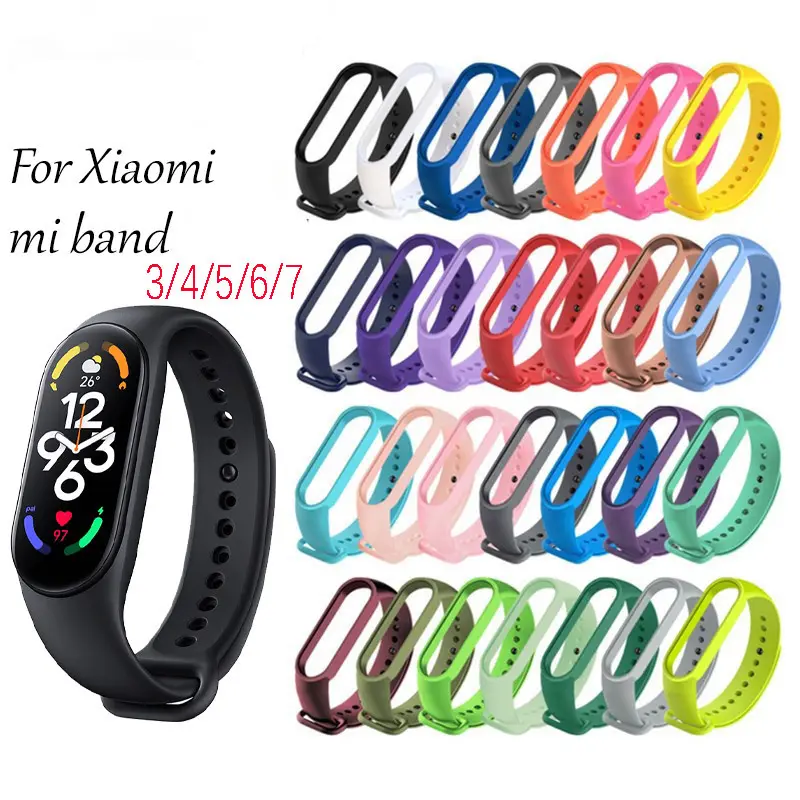 Xiaomi Mi Band 3 4 5 6 7 Strap Silicone Replacement Band Wriststrap Miband 7 Wristband Smartwatch Bracelet