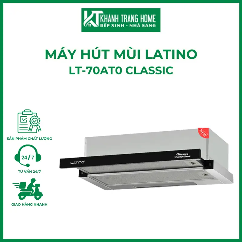 Máy hút mùi LATINO LT-70AT0 classic kiểu dáng âm tủ hiện đại, màu sắc bạc sang trọng - Khánh Trang Home 0