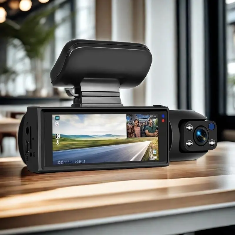 1080P HD Car DVR, Dual Camera System Car DVR with IR Night-Vision Function, Parking Assistance Car Rear View Recorder, Suitable for All Vehicle