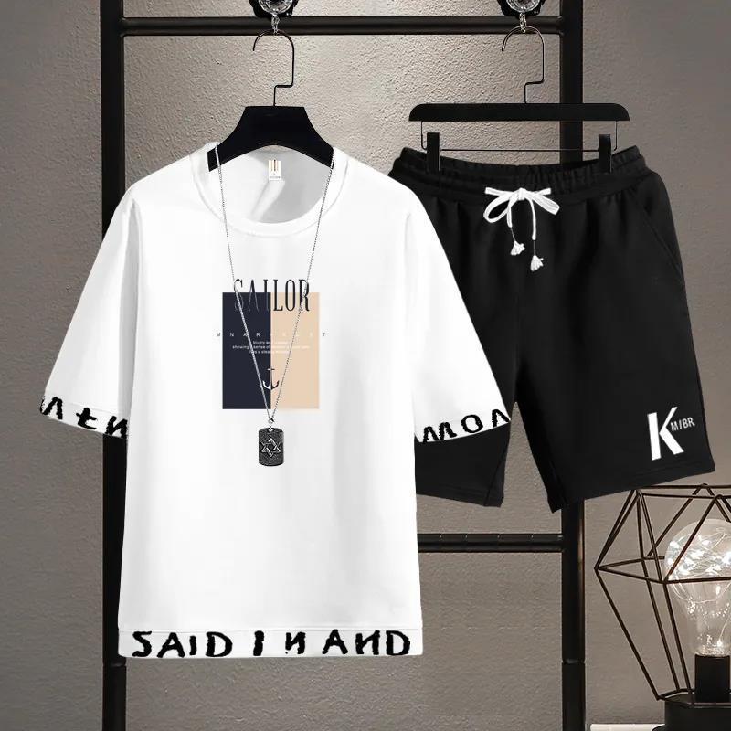 2025 New Trendy Two-Piece T-Shirt Summer Short Sleeve Set Men's Sports Casual Stylish Outfit Fashion Hot Sale 3