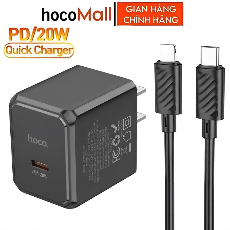 Bộ sạc nhanh 20w Hoco dùng cho 11 12 13 14 xsmax x củ sạc cổng type c pd20w kèm dây sạc hocomall