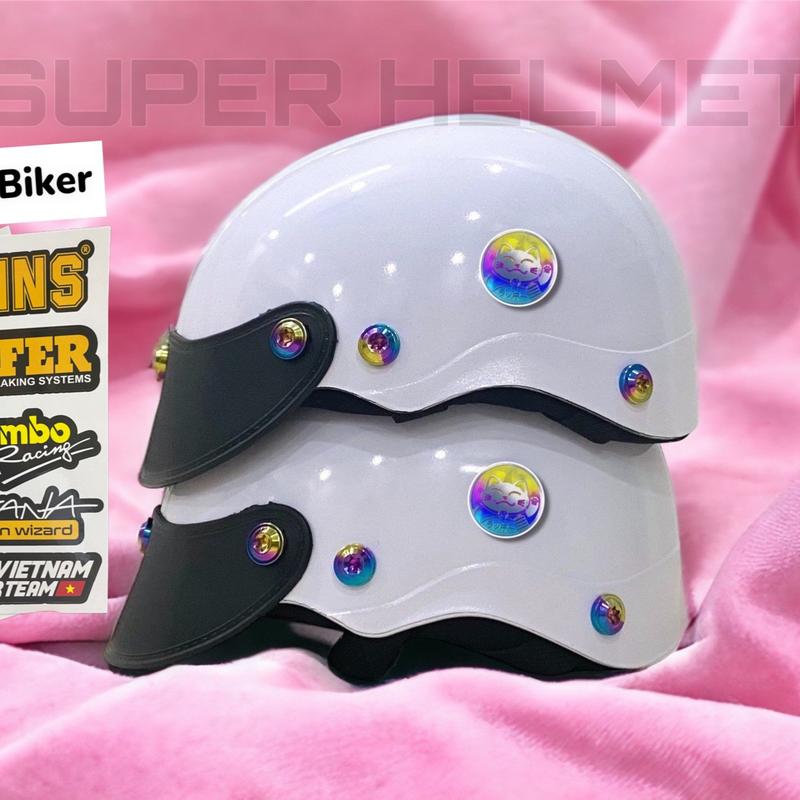 [TẶNG TEM BIKER] Nón Bảo Hiểm Sơn - Phủ Nano - Gắn 7 Ốc Titan Gr5 + Mèo Thần Tài May Mắn Siêu Ngầu Helmet