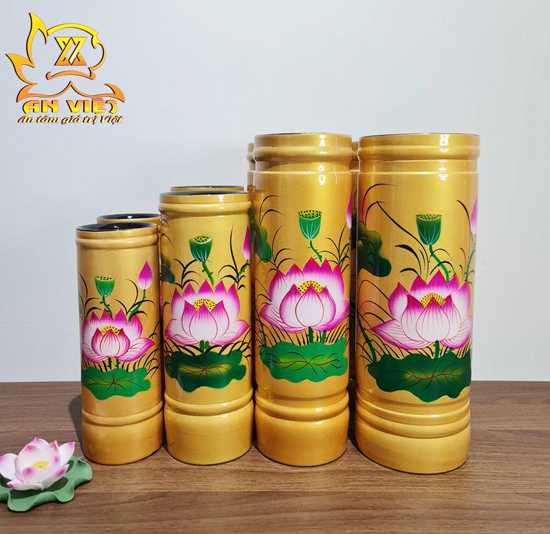 Ống Đựng Nhang Bằng Gỗ Họa Tiết Hoa Sen - ODN2407