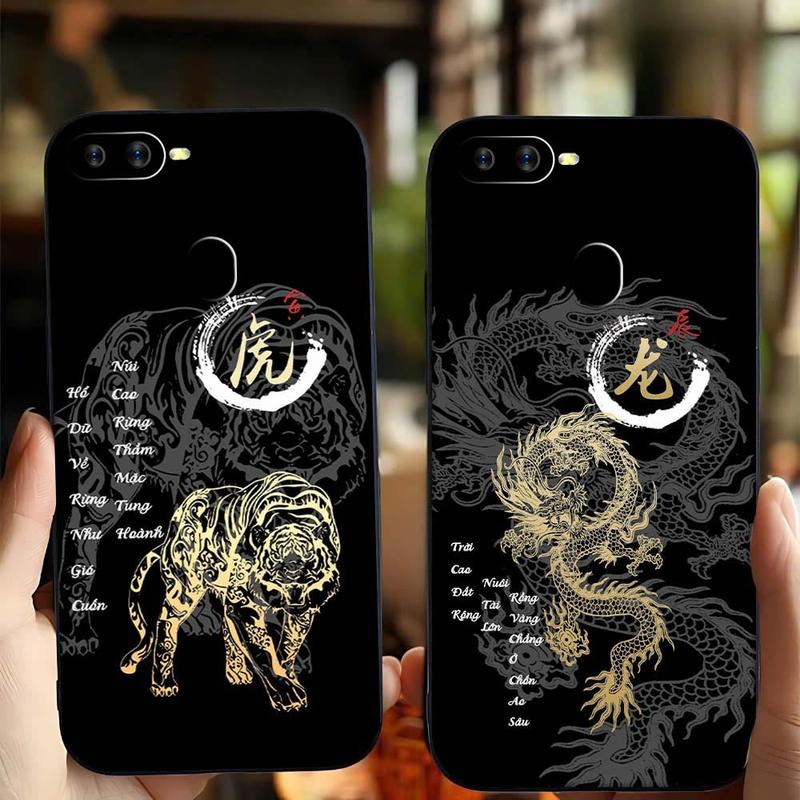  Ốp lưng Dành Cho Oppo A5S A7 A12 F9 cạnh viền vuông bảo vệ camera in hình 12 Linh Vật 