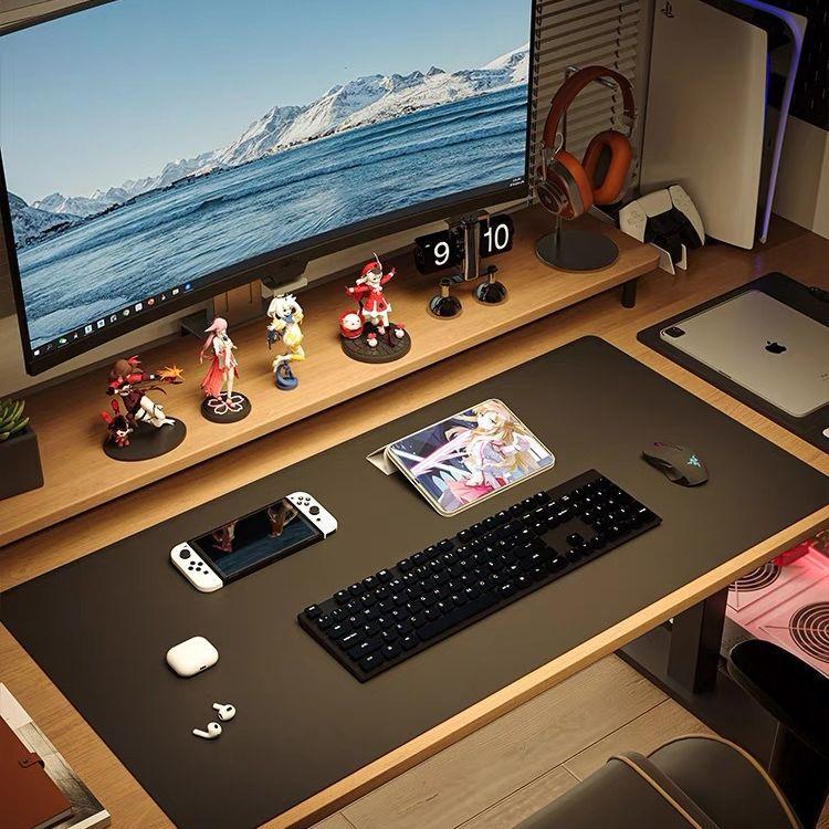 Bộ Tấm Lót Chuột + Bàn Phím Da Thật Cao Cấp May Viền - Size Siêu To 90x40cm - Chống Trượt, Chống Mài Mòn - Quà Tặng Doanh Nghiệp Sang Trọng